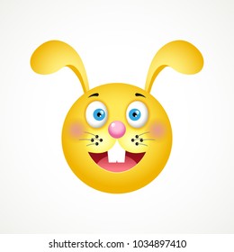 Vector emoji, muzzle of a rabbit, happiness and joy. Vector EPS10