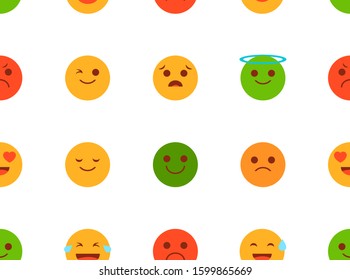 Vector emoji pattern isolated. Seamless texture with head symbol. Smile and sad round sign. Cute symbol for chat.