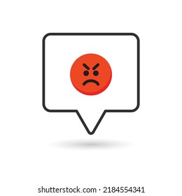 Vector Emoji rojo enojado cara triste con ojos y boca sobre fondo blanco