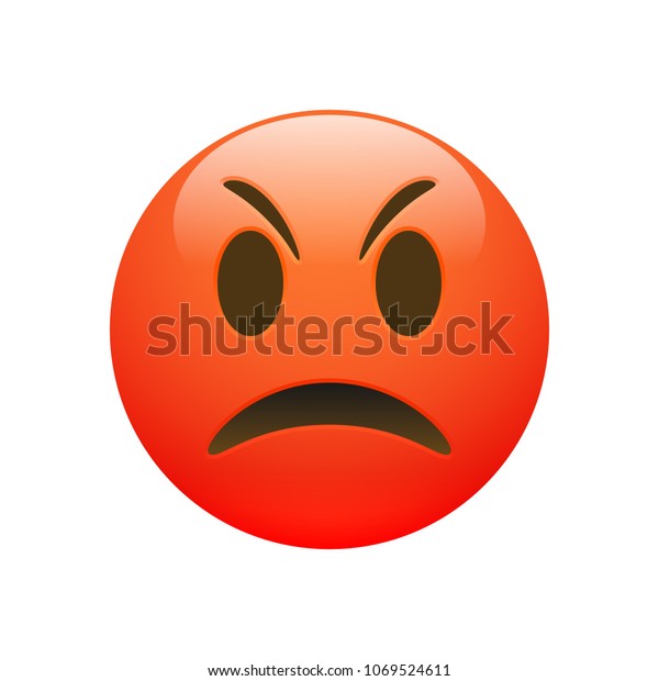 Vector Emoji Red Angry Sad Face Stock Vector (Royalty Free) 1069524611