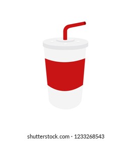 Vector emoji red and white cup with straw