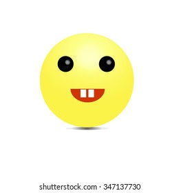 Vector Emoji satisfied smile with  tooth smiles. 3d illustration