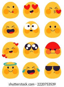 Vector emoji set. Cute emoticon set. Emoji expression collection.