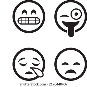 vector emoji set isolated on white background, vector illustration