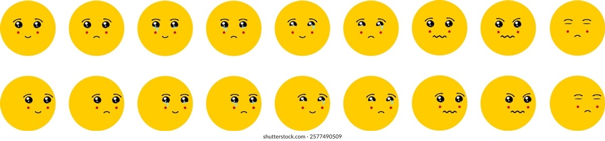 Vector emoji set with yellow face