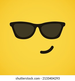 Vector Emoji with Sunglasses Illustration. Emoticon Face Icon Illustration. Vector Design Art Trendy Communication Chat Elements. For Cards, T-Shirts, Wallpaper, Greeting Cards, etc.