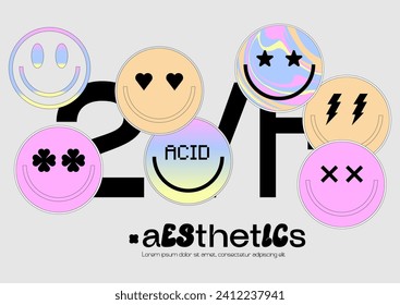 Vector emojies sticker pack. Round abstract comic Faces with various Emotions. Different colorful characters. Sticker style. Flat design. Hand drawn trendy Vector illustration.