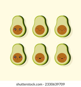 vector emojis of avocado fruit