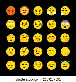 Vector emojis combine a variety of chat emotions.