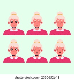 vector emojis of grandmother family