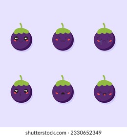 vector emojis of mangosteen fruit