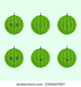 vector emojis of watermelon fruit