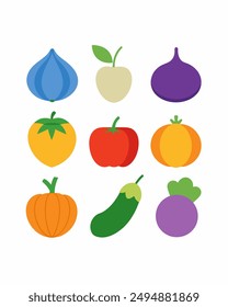 Vector emoticon food set. Vector all emoticon emoji food icon big set