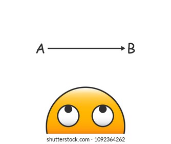Vector emoticon head looking at problem solving process going from point A to point B. Vector illustration design with transparent background.