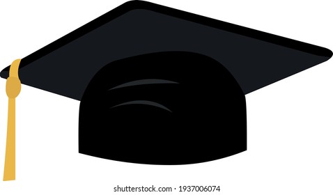 Vector emoticon illustration of a black graduation cap