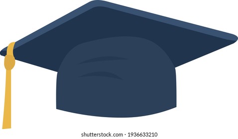 Vector emoticon illustration of a blue graduation hat

