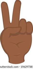 Imagen vectorial emoticono de una mano marrón que hace el símbolo del amor y la paz