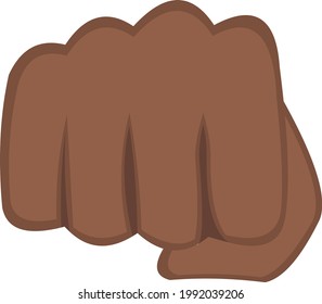 Vector emoticon illustration of a brown hand giving a punch