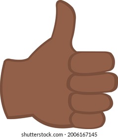 Ilustración vectorial emoticono de una mano marrón con el pulgar hacia arriba
