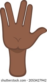 Vector emoticon illustration of a brown hand doing the classic vulcan greeting