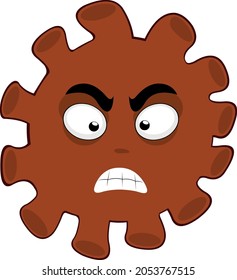 Vector emoticon illustration of a cartoon bacteria, virus or microbe, with an angry expression