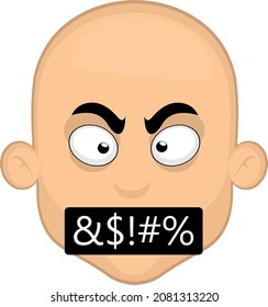 Vector emoticon illustration of a cartoon bald man insulting