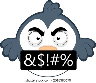 Vector emoticon illustration of a cartoon bird with an angry and insulting expression