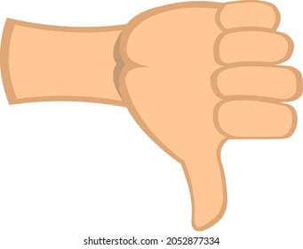 Vector emoticon illustration of a cartoon hand with thumb down