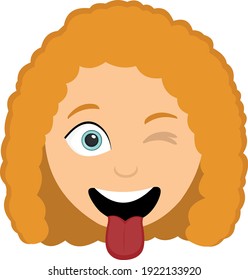 Vector emoticon illustration of a cartoon head with his tongue out and a wink in his eye