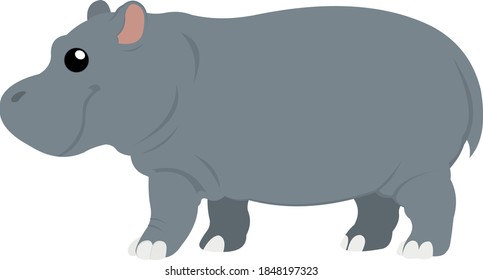 Vector emoticon illustration of a cartoon hippo
