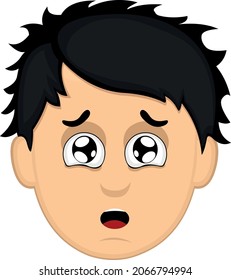 Vector emoticon illustration of a cartoon man's face with a scared expression