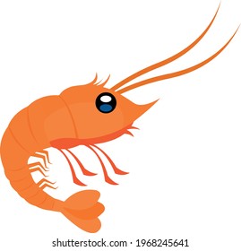 Vector emoticon illustration of a cartoon shrimp
