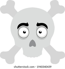 Vector emoticon illustration of a cartoon skull