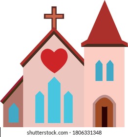 Vector emoticon illustration of a church