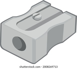 Vector emoticon illustration of a classic gray metal pencil sharpener