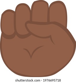 Vector emoticon illustration of a closed brown hand