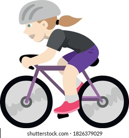 Vector emoticon illustration of a cyclist woman