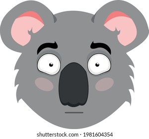 Vector emoticon illustration of the face of a cartoon koala bear with a blush on his face