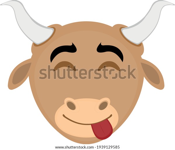 Vector Emoticon Illustration Face Cartoon Bull Stok Vektör (Telifsiz