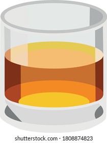 Vector emoticon illustration of a glass of whiskey