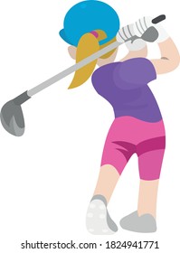 Ilustración vectorial emoticono de un jugador de golf