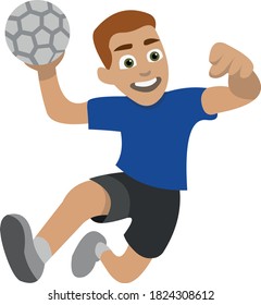 Vector emoticon illustration of a hand ball player

