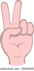 Vector emoticon illustration of a hand making the symbol of love and peace