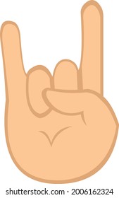 Ilustración vectorial emoticono de una mano haciendo cuernos con sus dedos