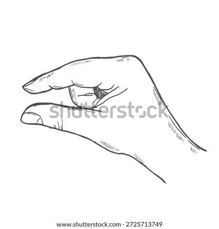 Vector emoticon illustration of a hand making a measure gesture. Hand drawn sketch