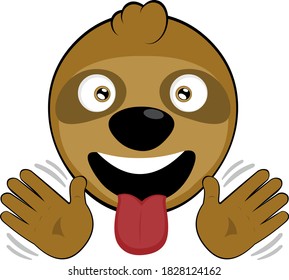 Vector emoticon illustration of a lazy bear waving