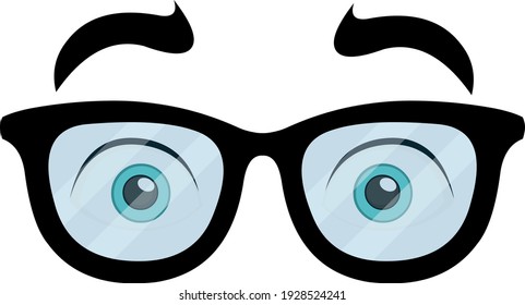 Ilustración de emoticonos vectoriales con un aspecto de ojos azul claro con gafas