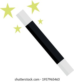 Vector emoticon illustration of a magic wand with stars