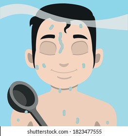 Ilustración de emoticonos vectoriales de un hombre en una sauna

