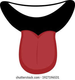 Vector emoticon illustration of an open mouth with tongue sticking out